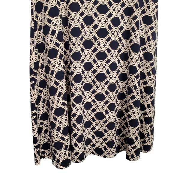 Talbots Petites Size S SP Dress Stretch Fit Flare Preppy Nautical Rope Blue - Picture 6 of 7